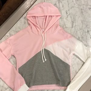 NWOT Pink Grey & White Hoodie Size S
